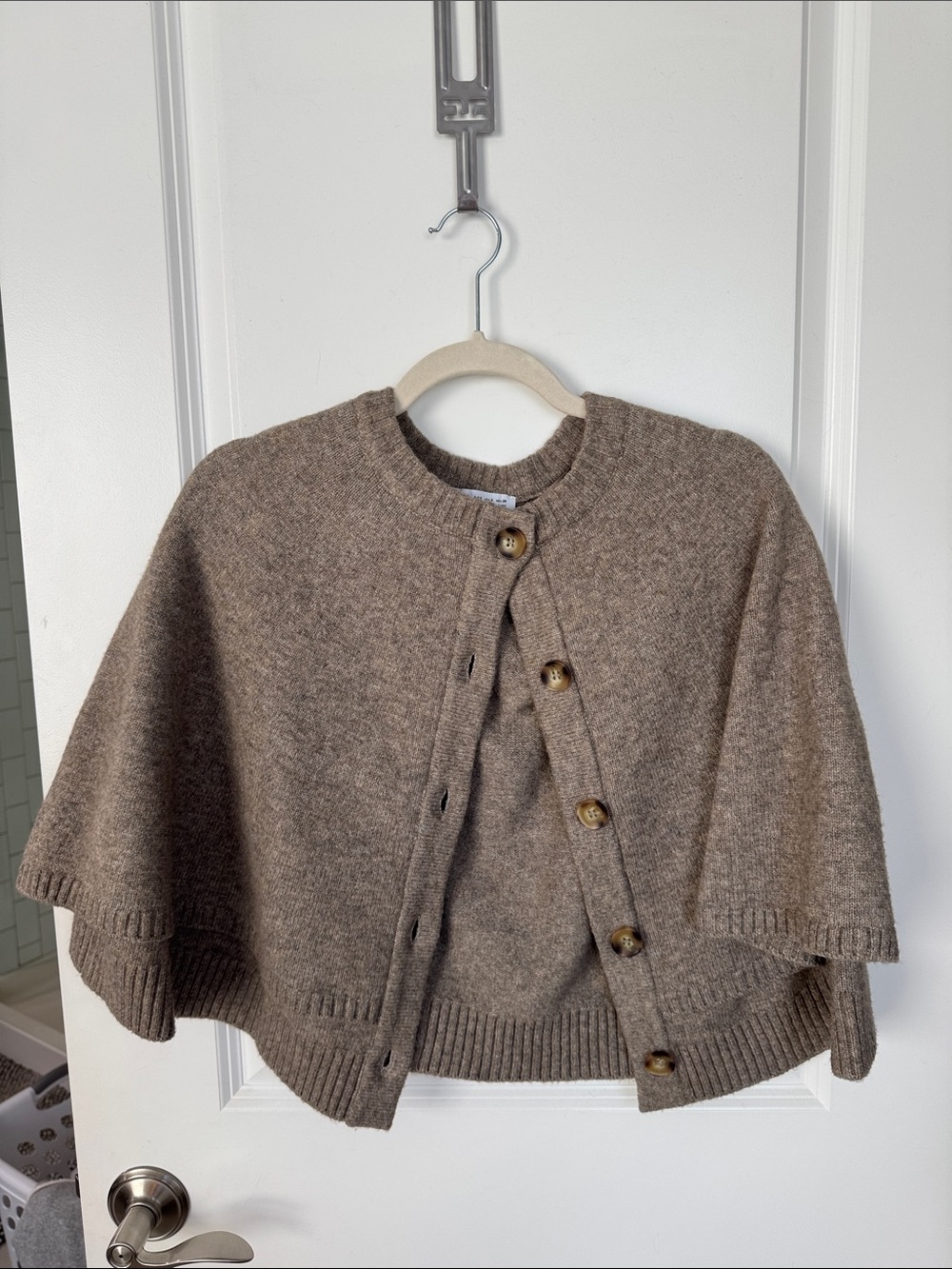 Button-Down Brown Knit Cape
